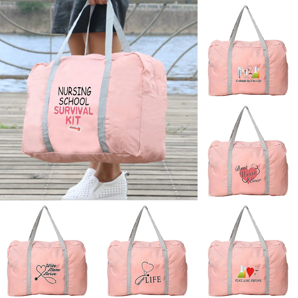 Camping Luggage Storage Bag Nurse Print Handbag