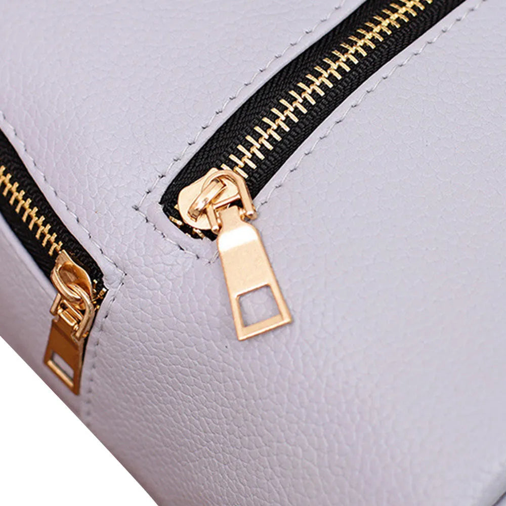 Leather Backpack School Rucksack College Solid Ladies Satchel Casual Bag