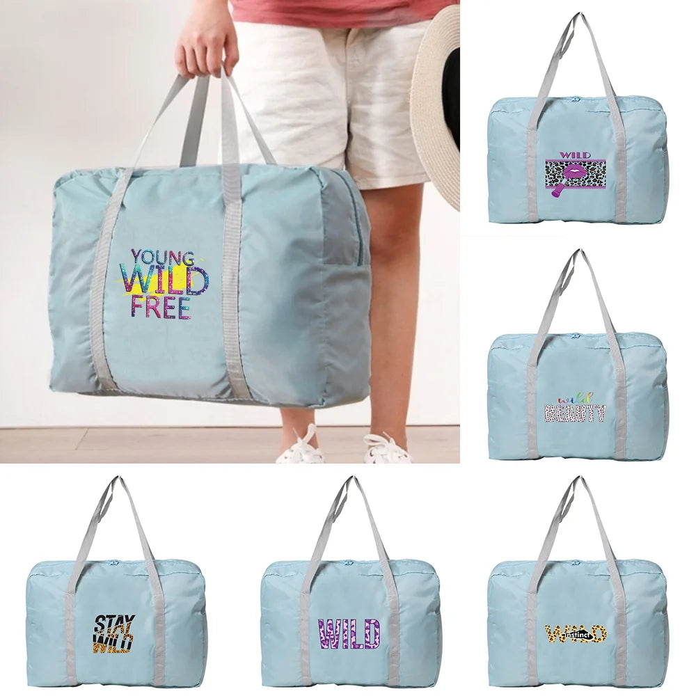 Foldable Duffle Bag Large Capacity Packing Cubes Wild Print Travel Accessories
