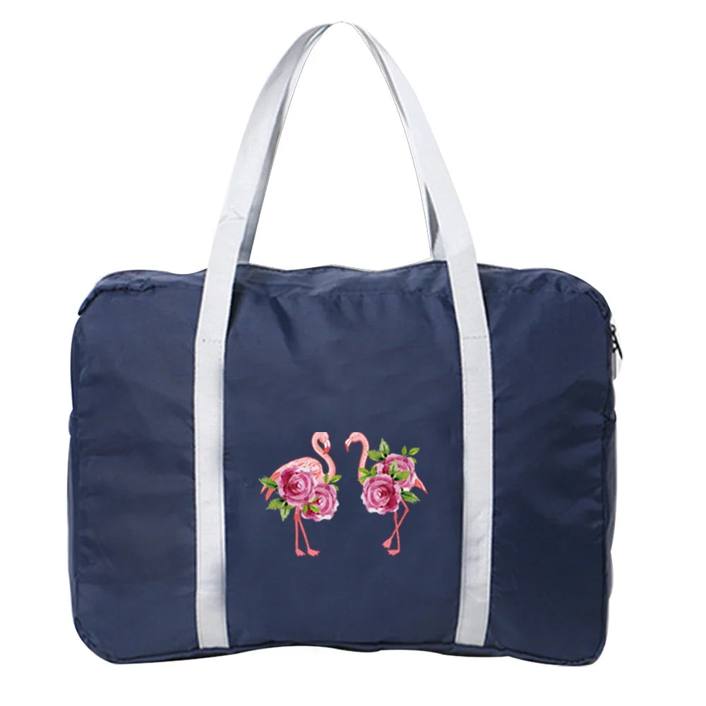 Foldable Duffle Bag Flamingo Print Large Capacity Travel Bag