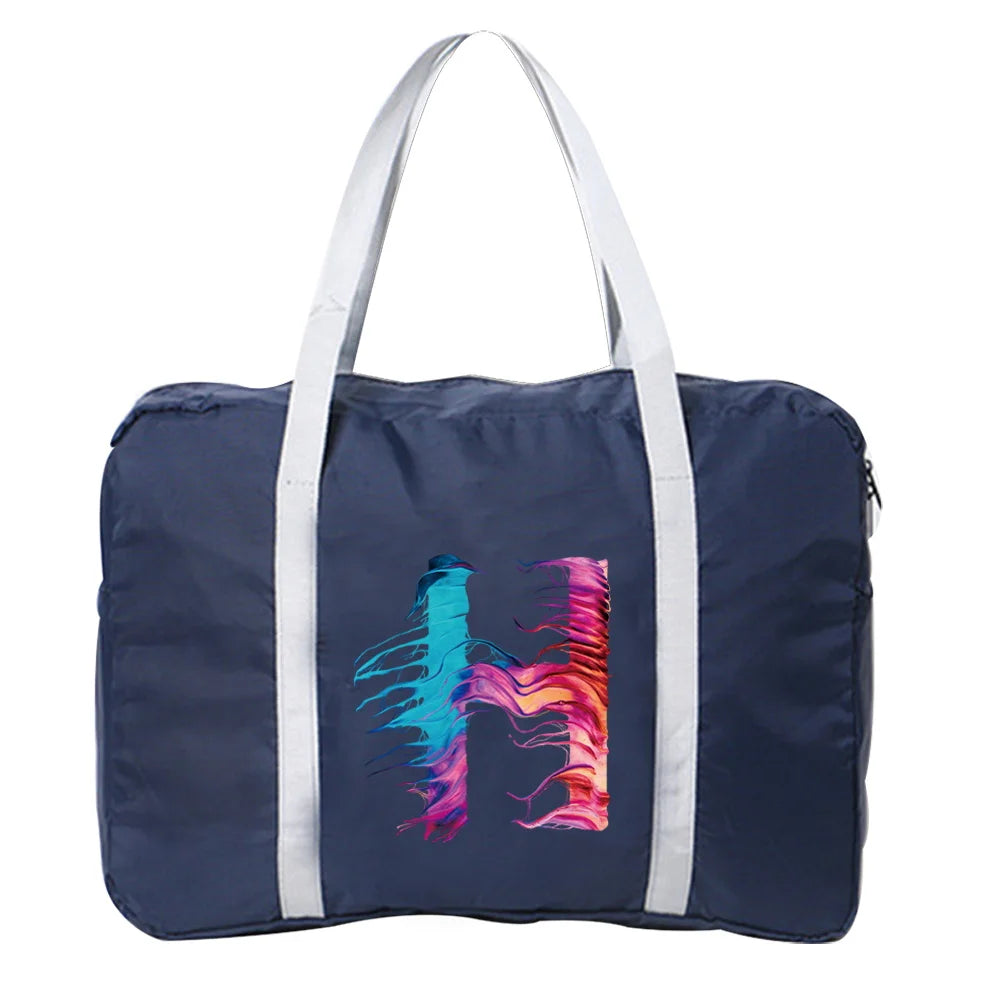 Foldable Duffle Bag Large Capacity Portable Travel Bag Letter Printed
