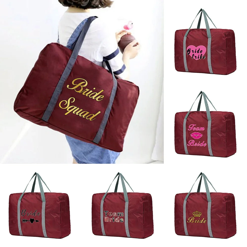 Unisex Foldable Duffle Bag Portable Luggage Bride Pattern
