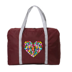 Unisex Foldable Handbag Organizers Large Capacity Love Print Waterproof