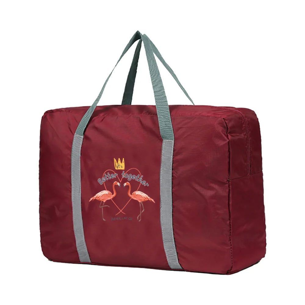 Foldable Flamingo Pattern Travel Bag Large Capacity