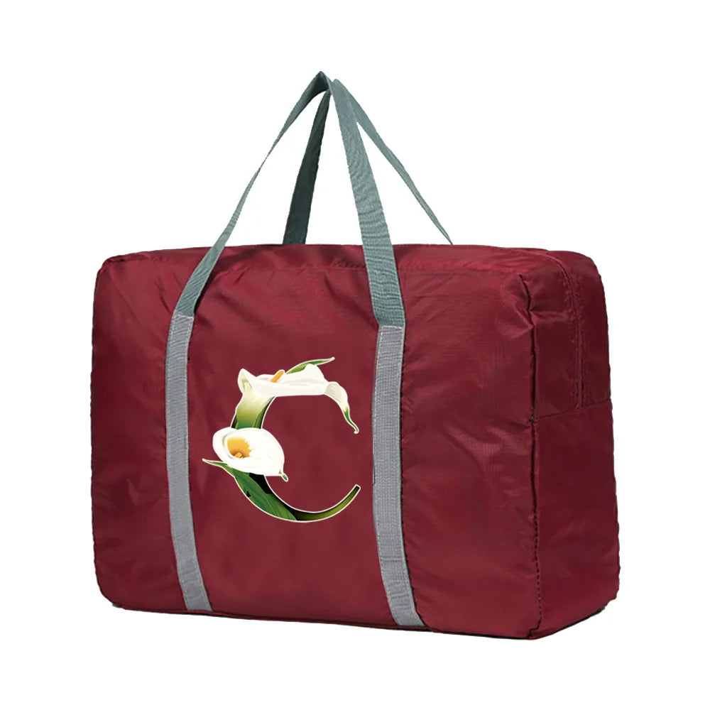 Foldable Travel Bag Large Capacity Flower Pattern Organizers Handbag
