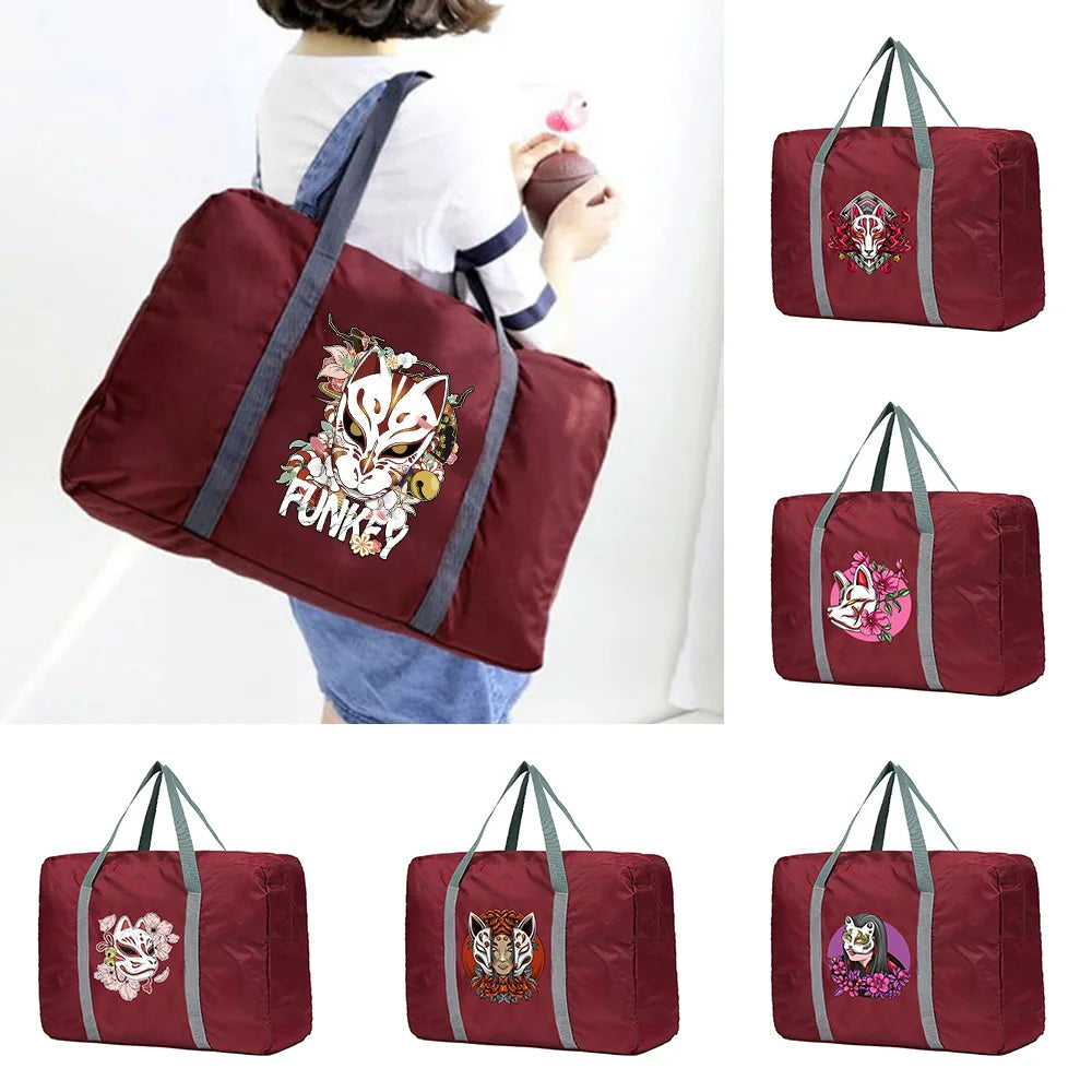 Mask Pattern Travel Bag Unisex Foldable Handbags Organizers
