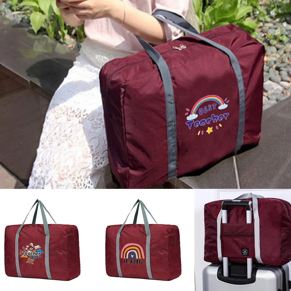 Teacher Pattern Travel Bag Unisex Foldable Handbags Organizers