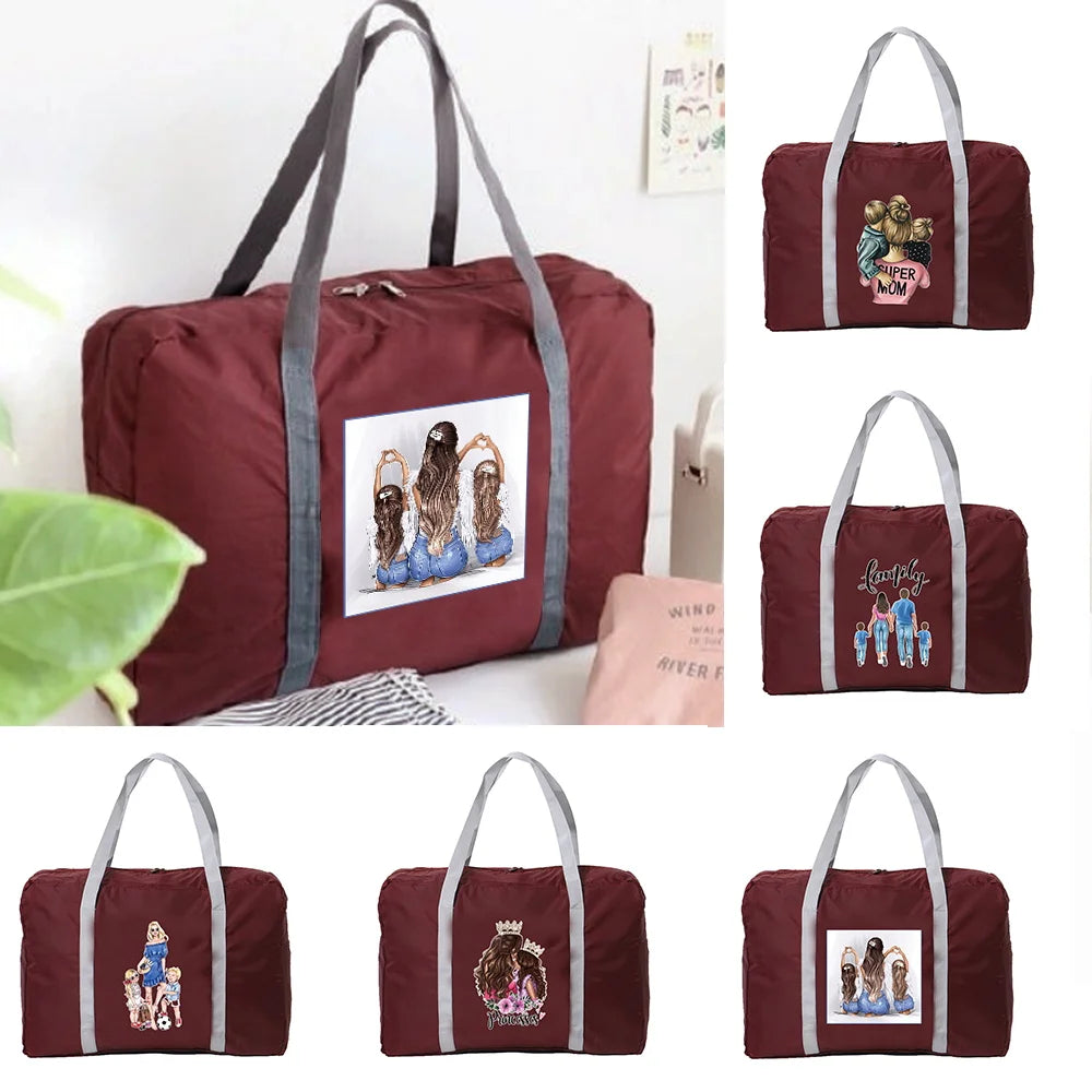 Mom Series Print Travel Bag Foldable Handbags Organizers Large Capacity