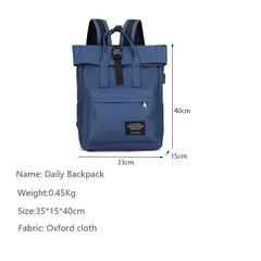 Canvas Roll Top Laptop Backpack with USB Charging Port