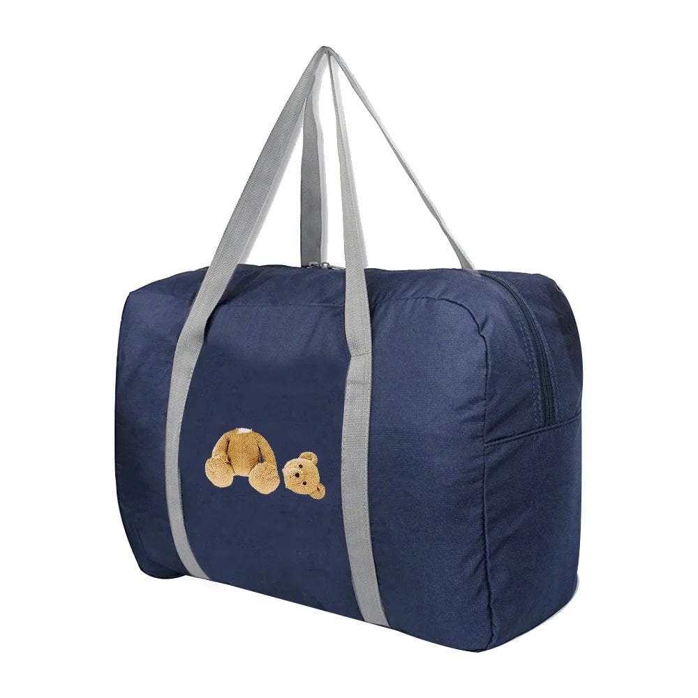 Women Bear Print Travel Bag Organizer Foldable Toiletries Storage