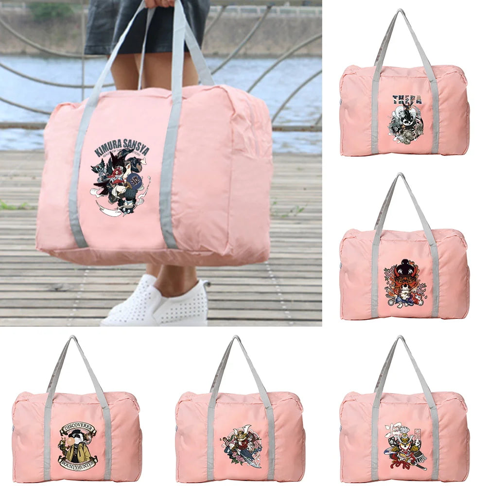 Women's Samurai Print Travel Bag, Foldable Toiletries Organizer