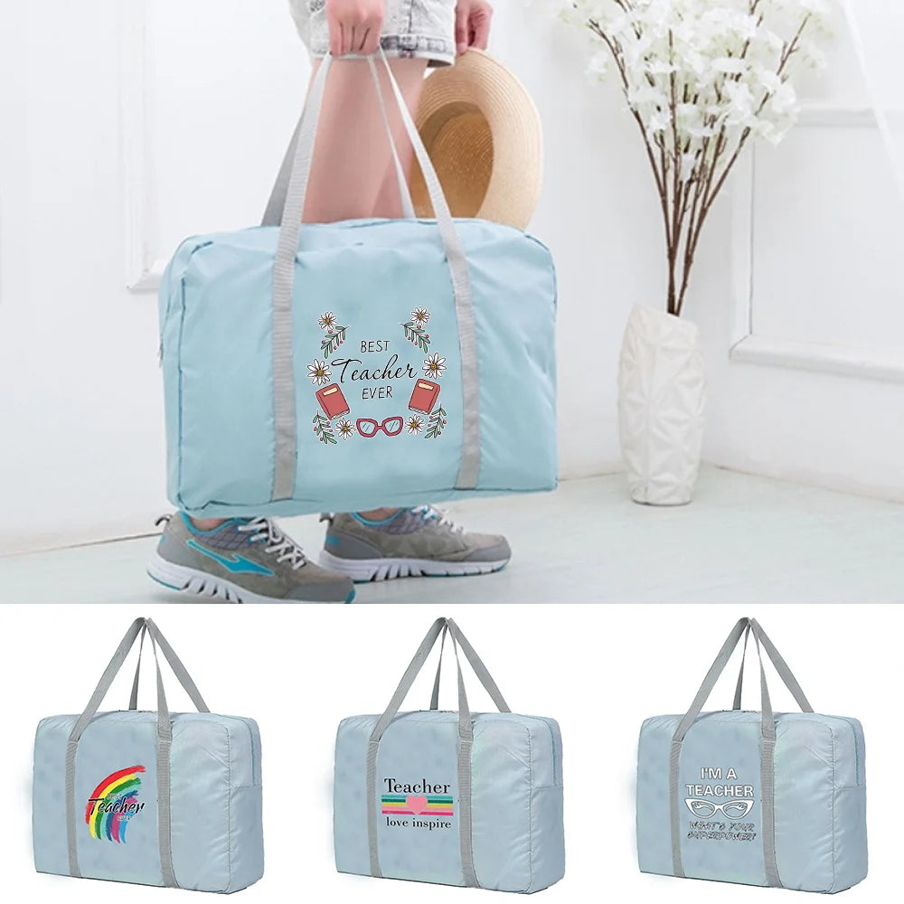 Large Capacity Unisex Weekend Duffle Bag Teacher Pattern Travel Accessories