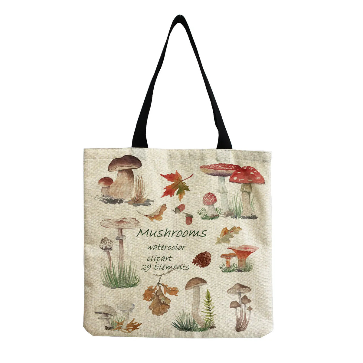 Cartoon Mushroom Printed Beach Shoulder Bag High Capacity Handbag