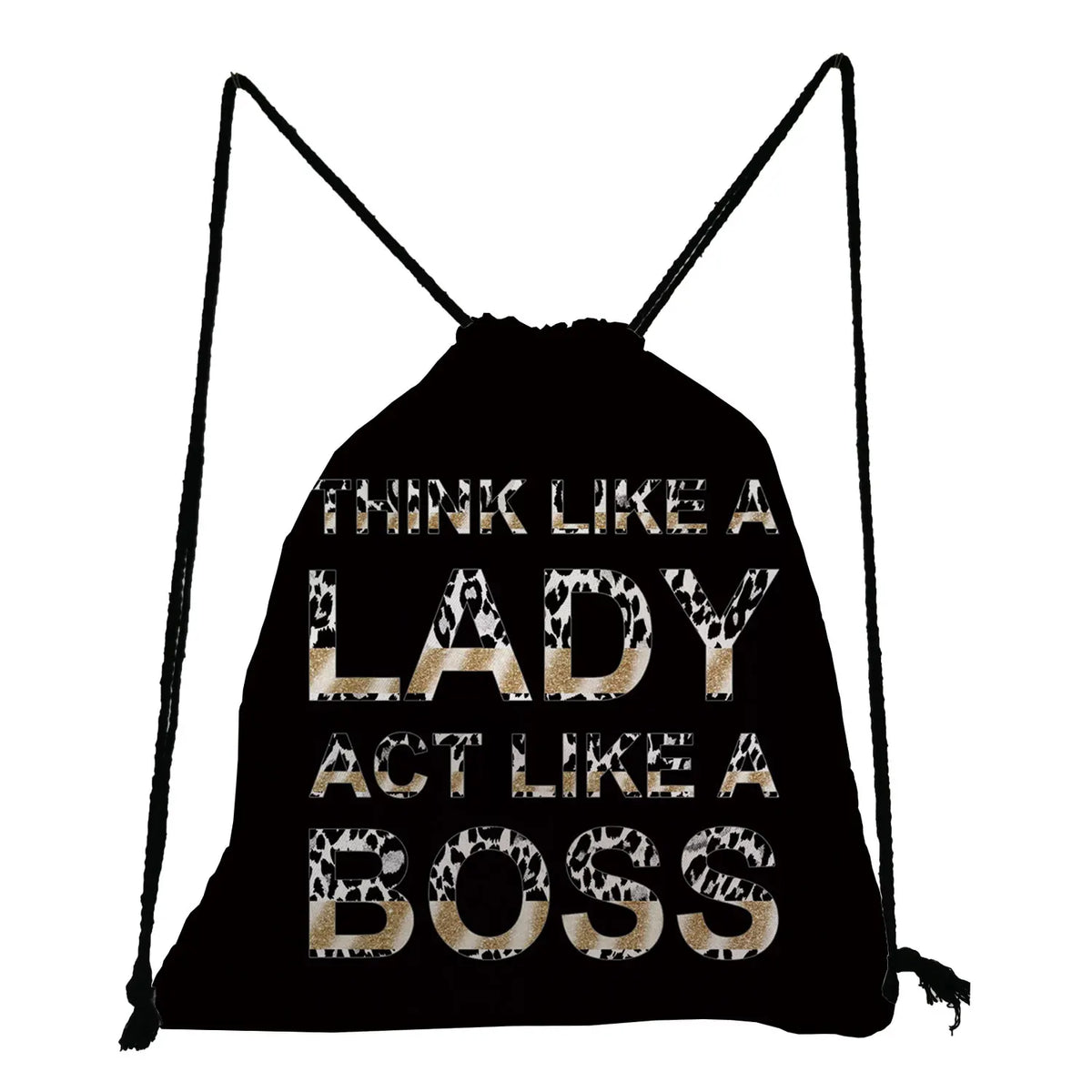 Drawstring Leopard Print Shoes Bag, Lips Design Women's Backpack