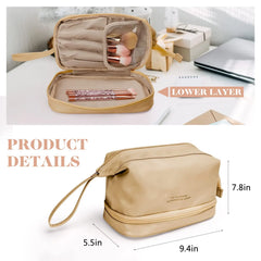 Large Double Layer Cosmetic Bag Waterproof Makeup Bag Women Toiletry Bag