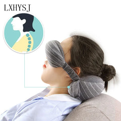 Travel Neck Pillow & Eye Mask Set U-Shaped Shade Goggles Unisex