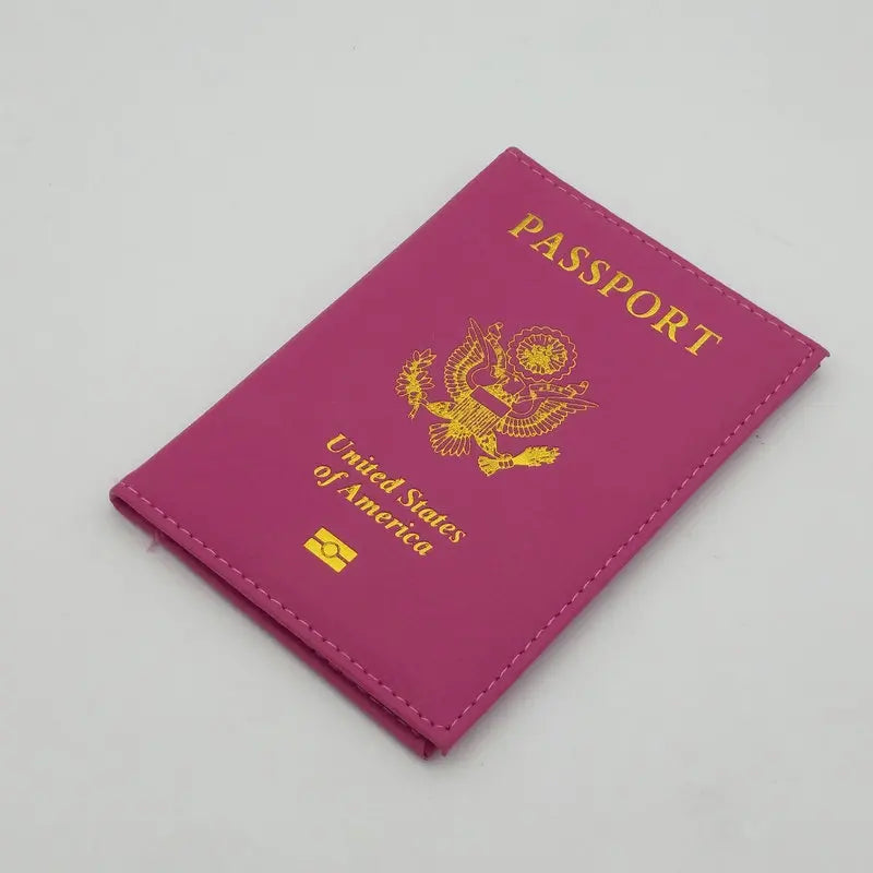 Pink Passport Holder PU Leather Personalised with American Covers for Passport