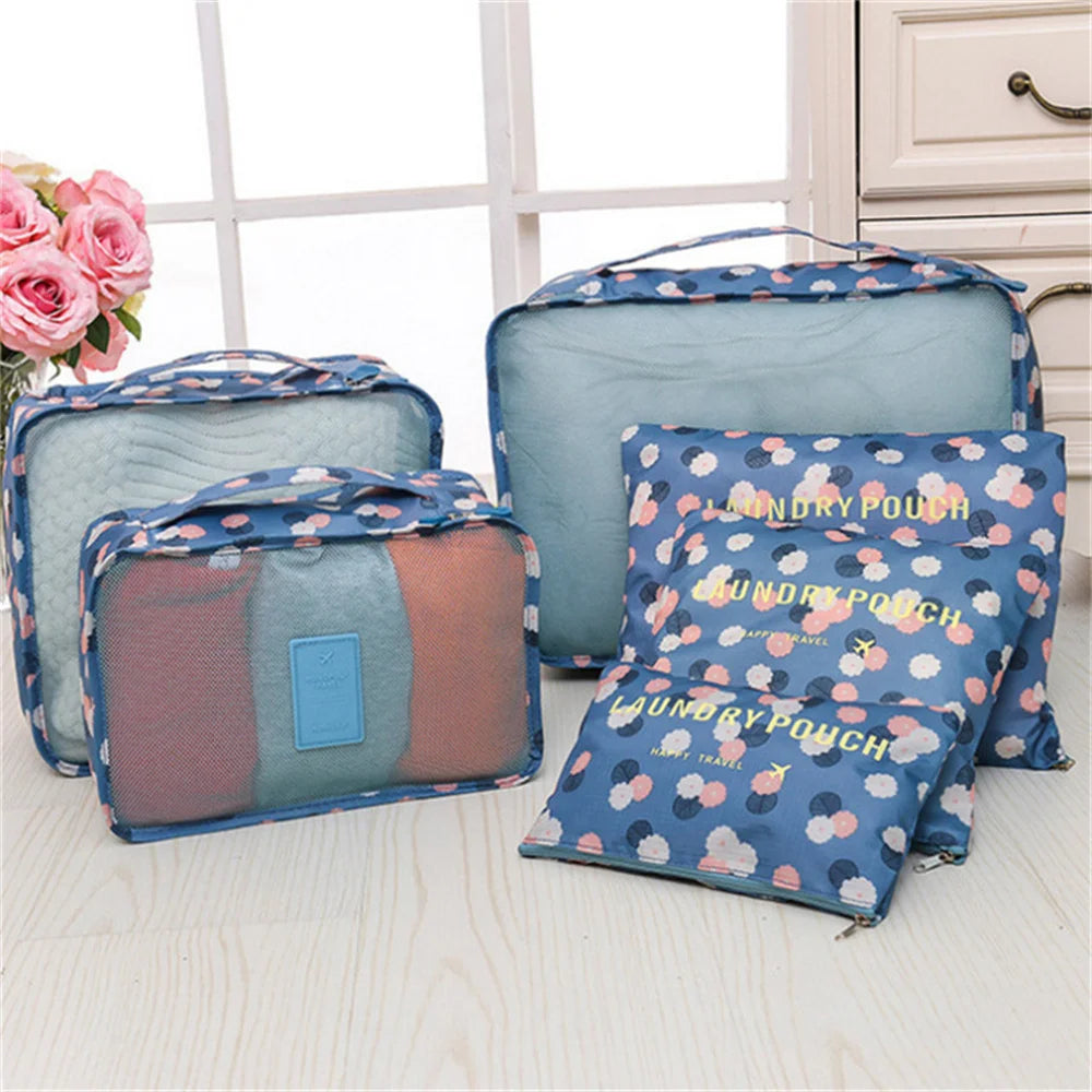 6pcs/set Waterproof Travel Packing Cubes Large Capacity Clothing Organize Bag