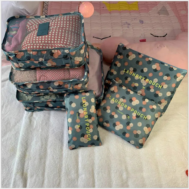 6pcs Waterproof Travel Packing Cubes Clothing Sorting Organize Bag