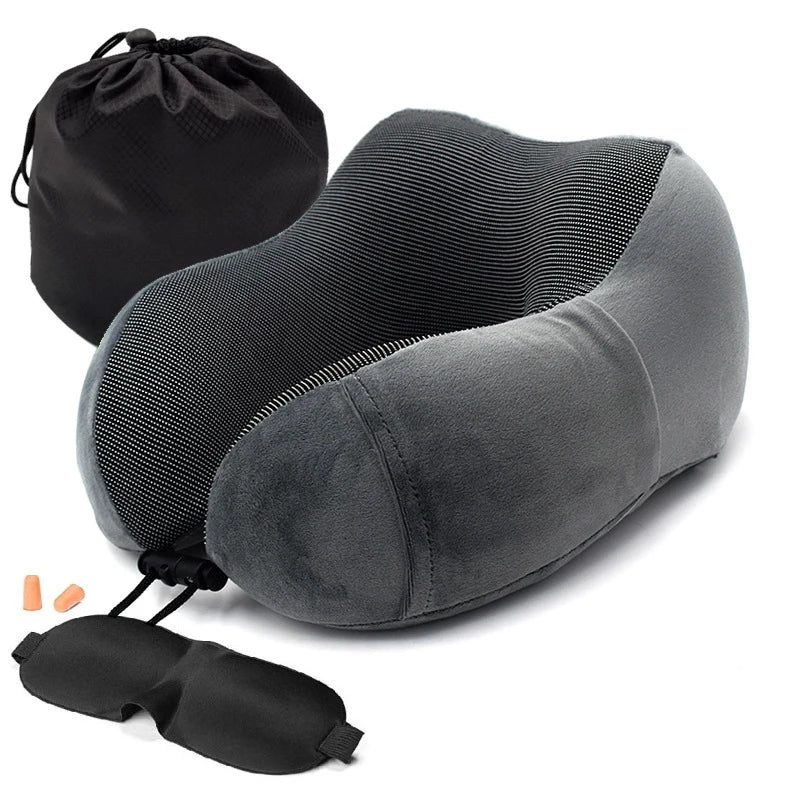 Memory Foam Travel Pillow Neck and Cervical for Airplane Car Office Napping