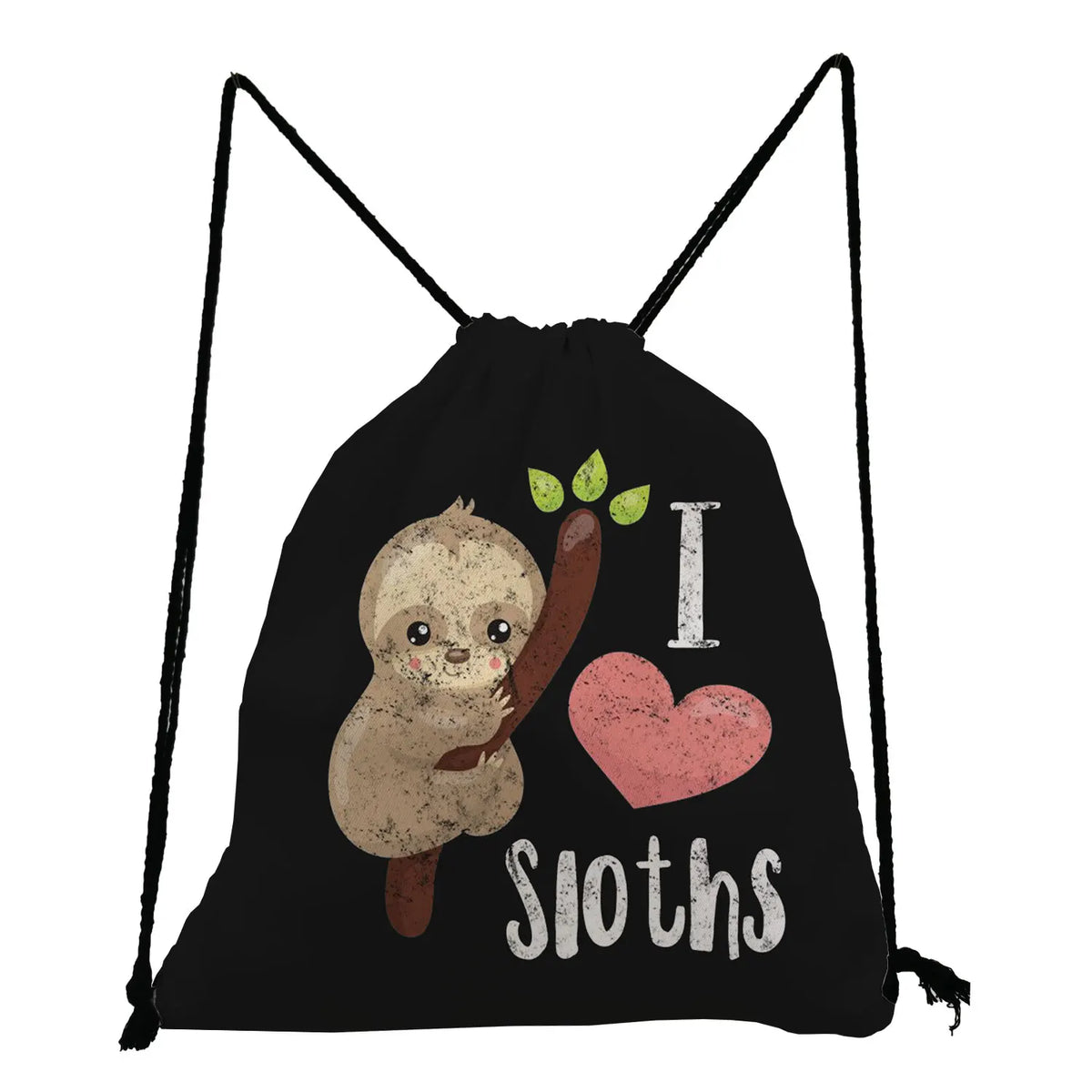 Colorful Drawstring Backpack with Sloth Print