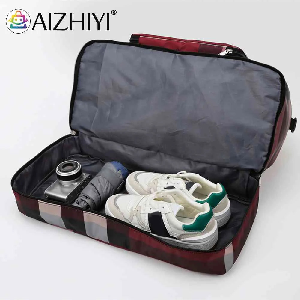 Plaid Shoulder Luggage Bag Waterproof Oxford Gym Bag