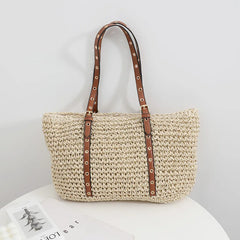 Women's Large Woven Shoulder Bag Bohemian Rattan Beach Tote