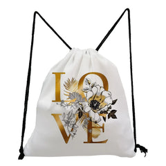 Print Storage Shoes Bag Backpacks for Students Drawstring Pocket Casual