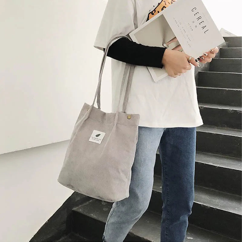 Canvas Shoulder Bag Large Capacity Eco Grocery Tote Handbag