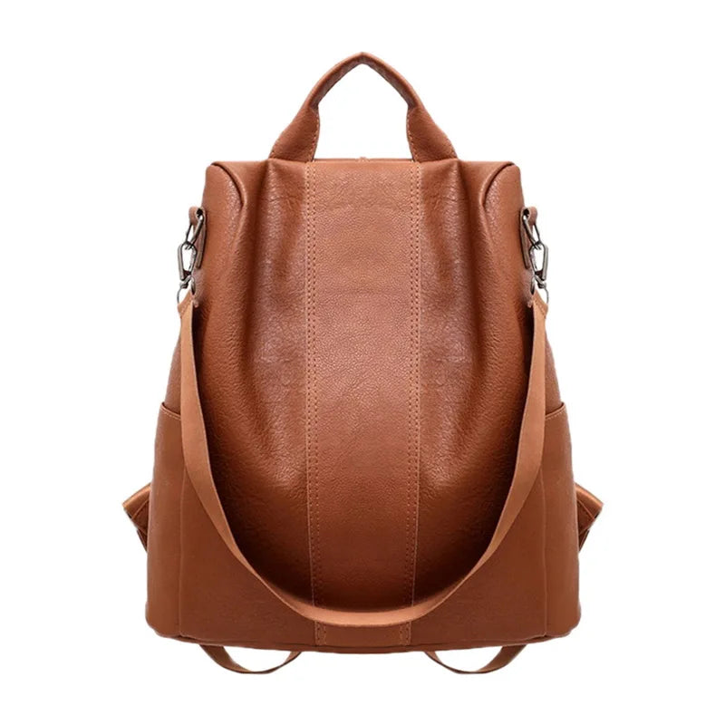 Anti-theft Backpack Women PU Leather College School Bag