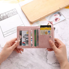 Embroidery Women's Mini Wallet Short Leather Wallet