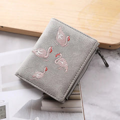 Embroidery Women's Mini Wallet Short Leather Wallet