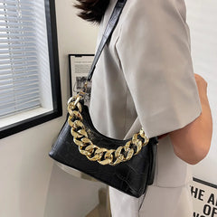 Stone Pattern Handbags Women PU Leather Chain Shoulder Bag
