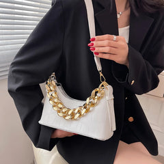 Stone Pattern Handbags Women PU Leather Chain Shoulder Bag