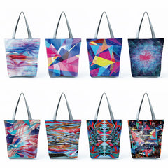 Geometry Women Foldable Tote Bag Large Capacity Shoulder Bags