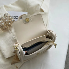 Soft Leather Crossbody Bag for Women with Silk Scarf Decoration