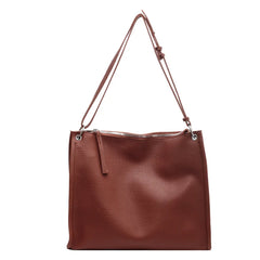 Vintage Brown Leather Tote Bag for Women - High Capacity Handbag