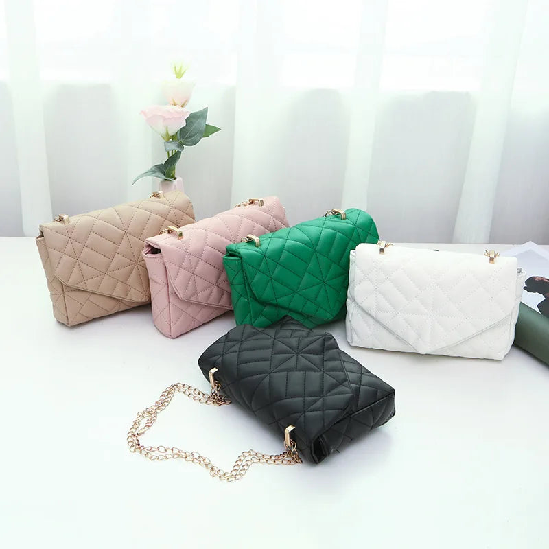 Small Square Bag Shoulder Bag Women Solid PU Leather Mini Zipper Handbags