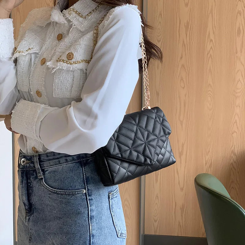 Small Square Bag Shoulder Bag Women Solid PU Leather Mini Zipper Handbags