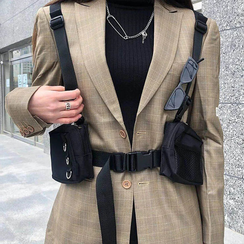 Punk Chest Bag Hip-Hop Tactical Waist Pack Unisex Outdoor Vest Bag