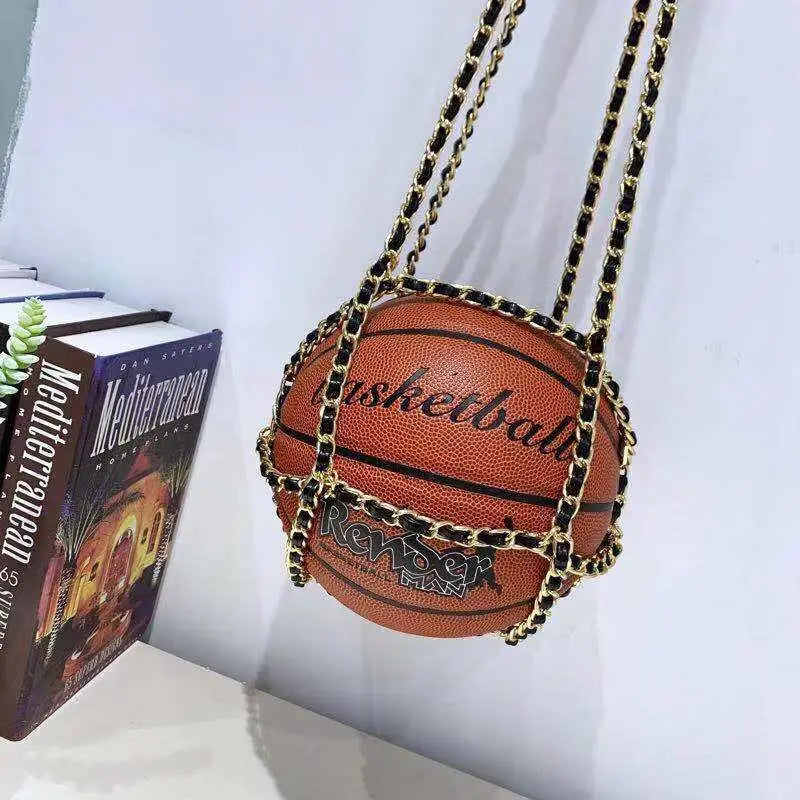 Round Female Basketball Style Bag Creative Hand Luggage Chain Diagonal Package
