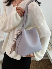 Women's Pu Leather Bucket Bag Crossbody Scarf Shoulder Handbag