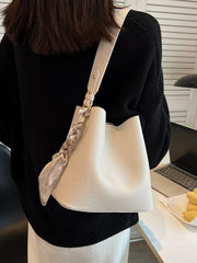 Women's Pu Leather Bucket Bag Crossbody Scarf Shoulder Handbag