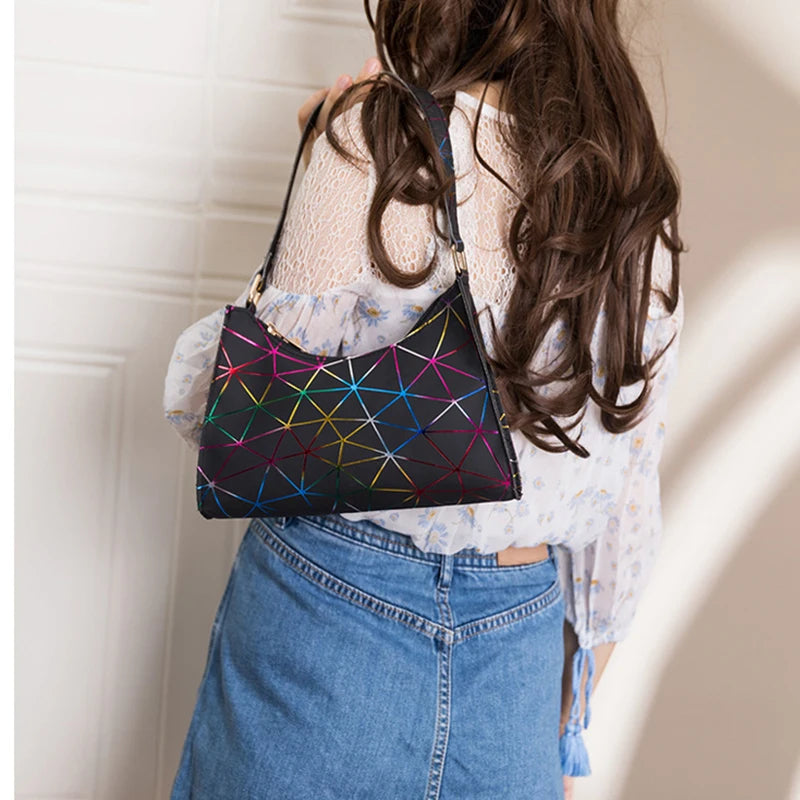 Shoulder Bag for Women Soft PU Leather Underarm Bags Shining Handbag