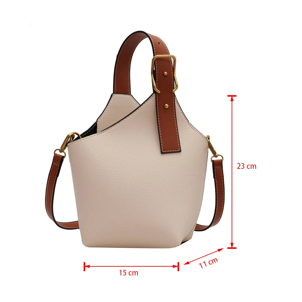 Vintage Crossbody Bucket Bag Leather Handbag Purse