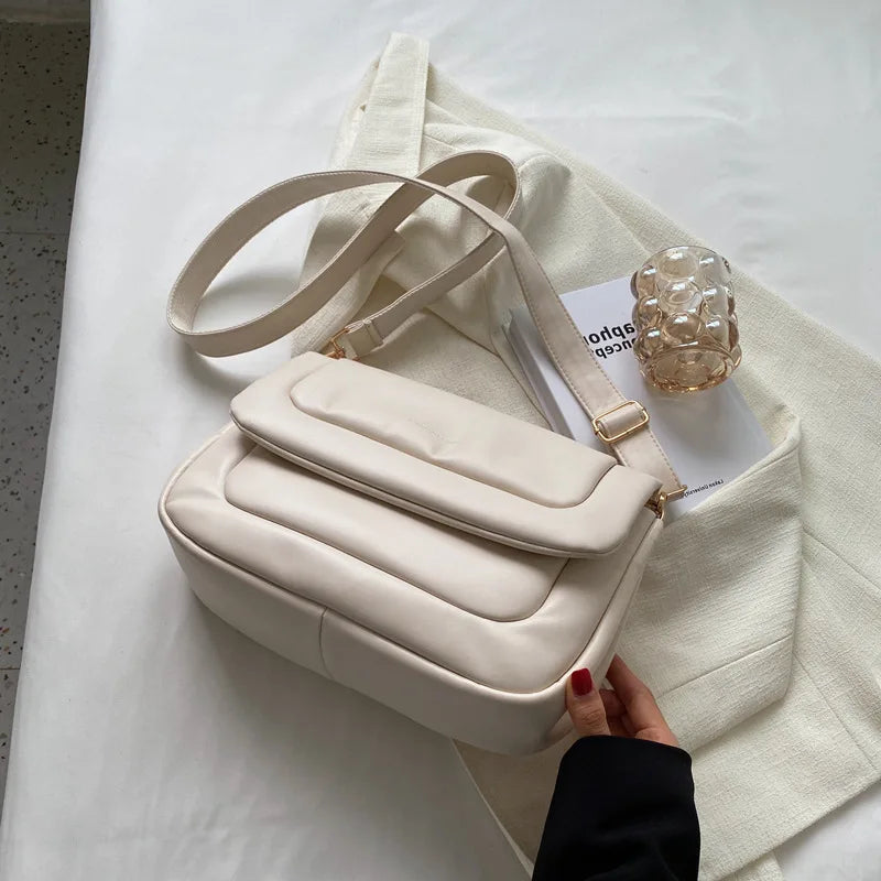 Soft Pu Leather Crossbody Bag for Women Solid Handbags