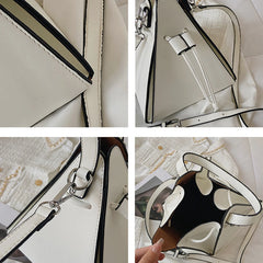Small PU Leather Triangle Totes Bag for Women Lady