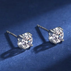 5mm Round Moissanite Diamond Earrings S925 Sterling Silver Bull Head Stud Earrin