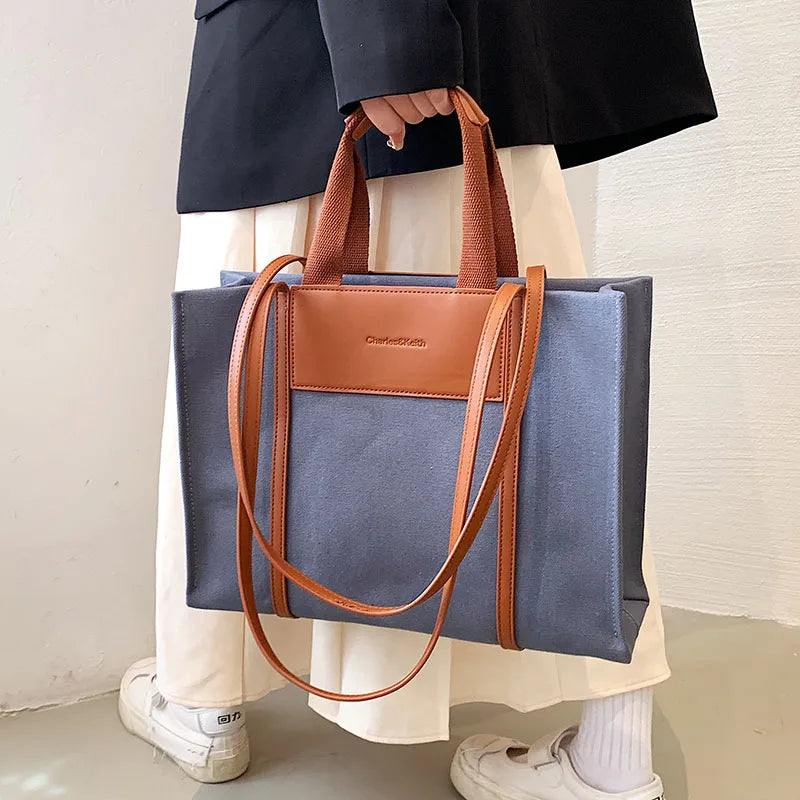 Canvas Tote Bag Shoulder Bag Women Handbag Large Capacity Travel Clutch