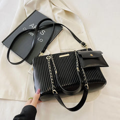 Pleated Women's Handbag Large Tote Shoulder Crossbody Bag